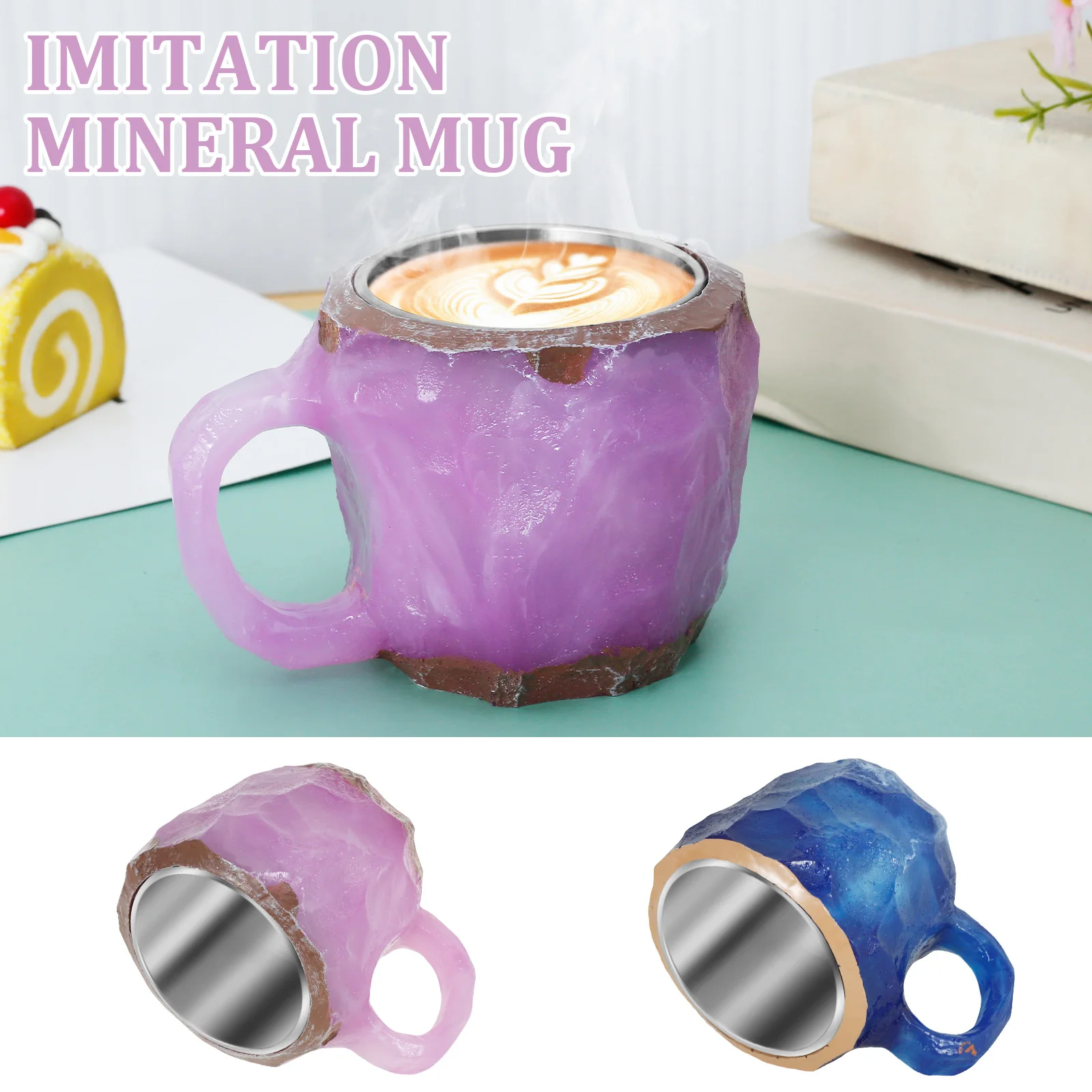 

Resin Coffee Mugs Decorative Tea Cup Coffee Mug with Ergonomic Handle Novelty Coffee Cup Portable Tea Milk Mug for Home Office
