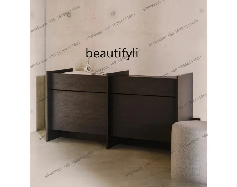 

Medieval chest cabinet solid wood minimalist side cabinet log living room entrance combination storage cabinet