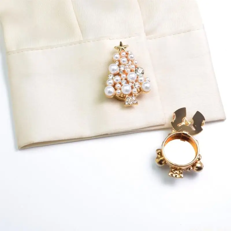 QX2E Holiday Craft Project Garment Button Cover with Tree Rhinestones Decors