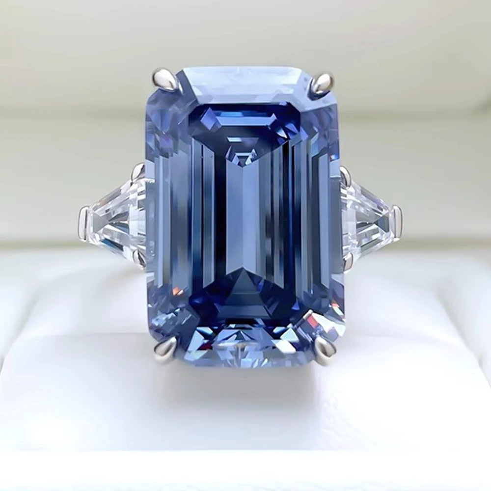 PuBang Luxury Jewelry Real 925 Sterling Silver Sapphire Created Moissanite Diamond Ring for Women Anniversary Gift Free Shipping