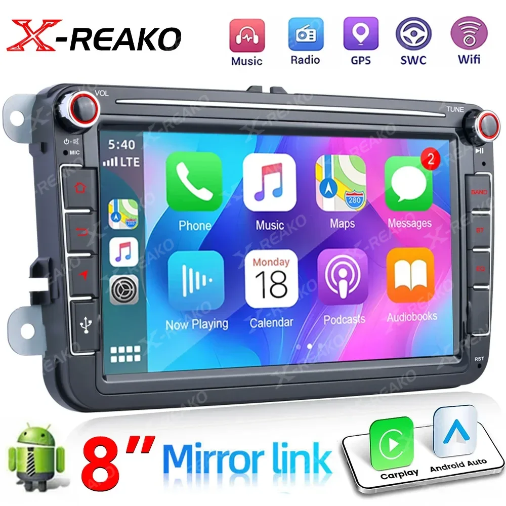 

X-REAKO 8 Inch Android 8 Core 4G Car Radio Stereo For VW Polo Golf Passat Skoda Car Multimedia DVD Player GPS RDS DSP Carplay