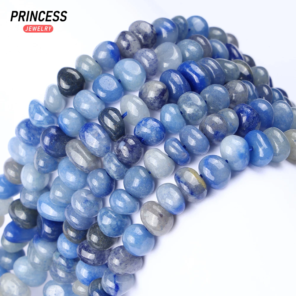 A ++ biru alami Aventurine tidak beraturan 4-6*8-9mm manik-manik untuk membuat perhiasan DIY kalung anting gelang aksesoris