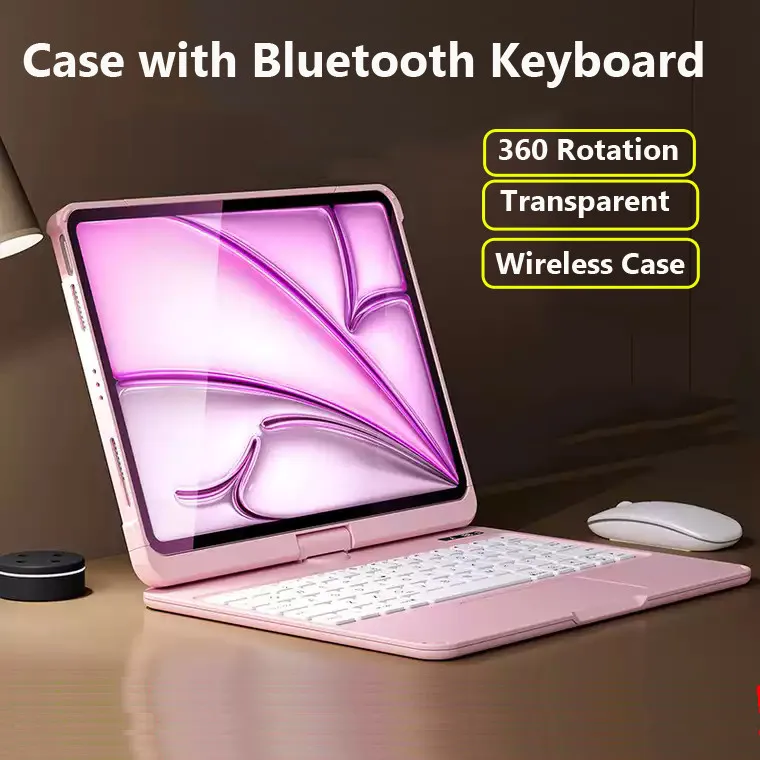 Keyboard Case For IPad Air 13 2024 13 Inch Case Air 6/4/5 Pro 11 12.9 2024 10.2 9th 8 7 10th 10.9 360 Rotatable Wireless Cover