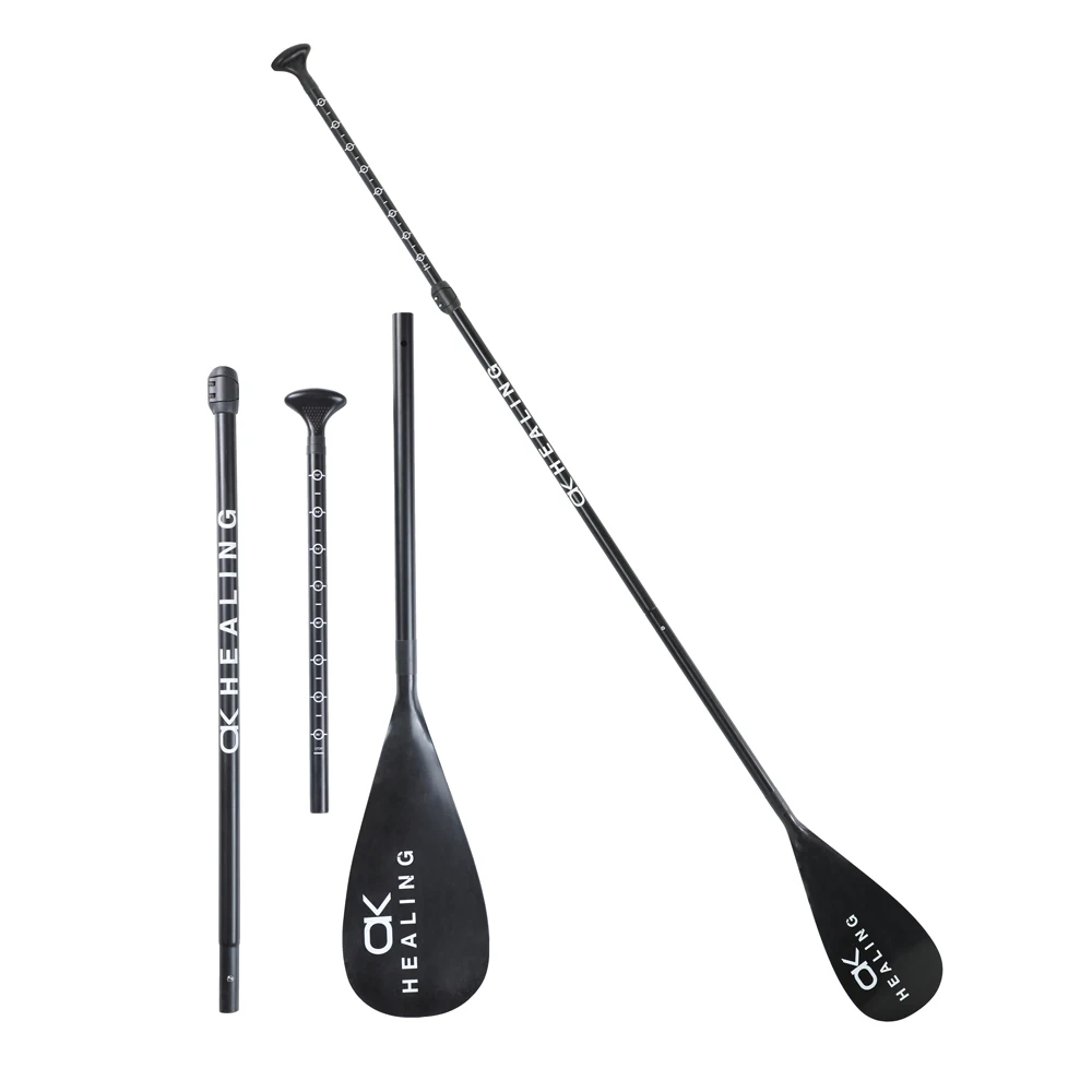 OKHEALING 3-teiliges Verstellbares SUP-Paddel - Option für Individuelles Logo & Nylonblatt (Leichtes Stand-up-Paddle-Board Zubehör)