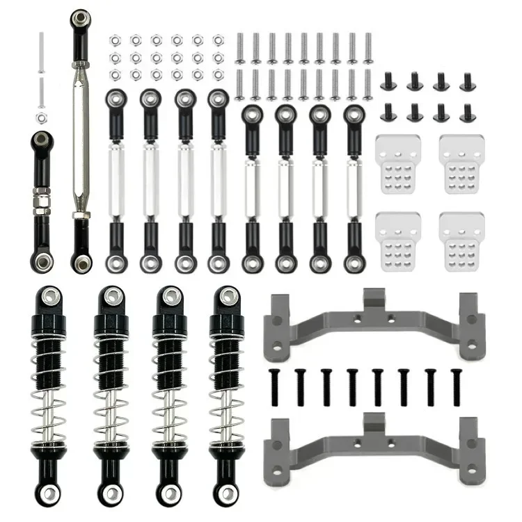 Metal Steering Link Rod Pull Rod Mount Seat Shock Absorber Set for MN D90 MN-90 MN99S 1/12 RC Car Upgrade Parts Accessories