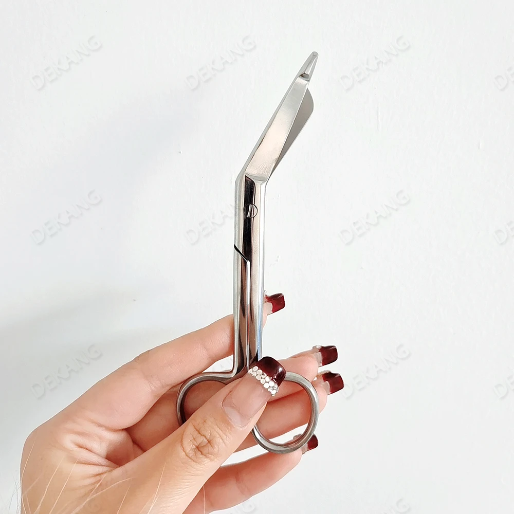 Tesoura de bolso de aço inoxidável, 14 cm de comprimento, tesoura para curativo e cabo de bandagem de gesso