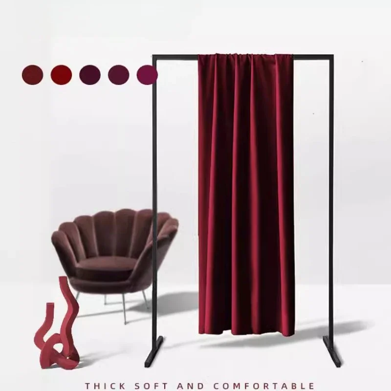 

Blackout Burgundy Wine Red Velvet Curtains for Living Room Bedroom New Vintage Luxury Senior Sense of Stage Curtains Customize