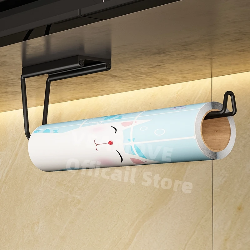 

Paper Towel Holder Kitchen Towel Holder Wall Mounted Black Towel Roll Holder Punch Nail Bathroom Paper Dispenser