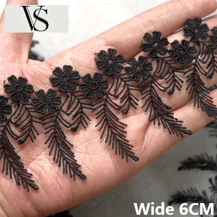 Tassel Wedding Lace Material Dress Clothing Headwear Home Textile Sewing Accessories 6CM White Wide Black Cotton Embroidery
