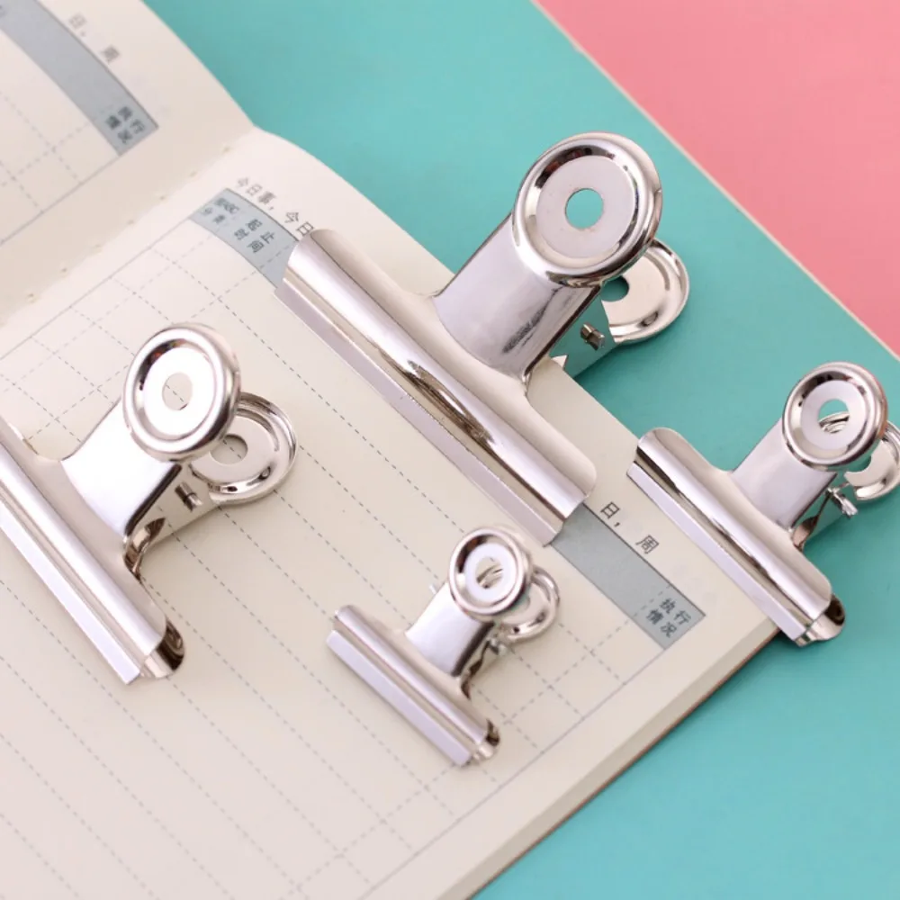 

6pcs/set Binder Clip for Office Stainless Steel White Metal Bill Clamp Sizes 29mm 38mm 50mm 61mm School Supplies Stationery