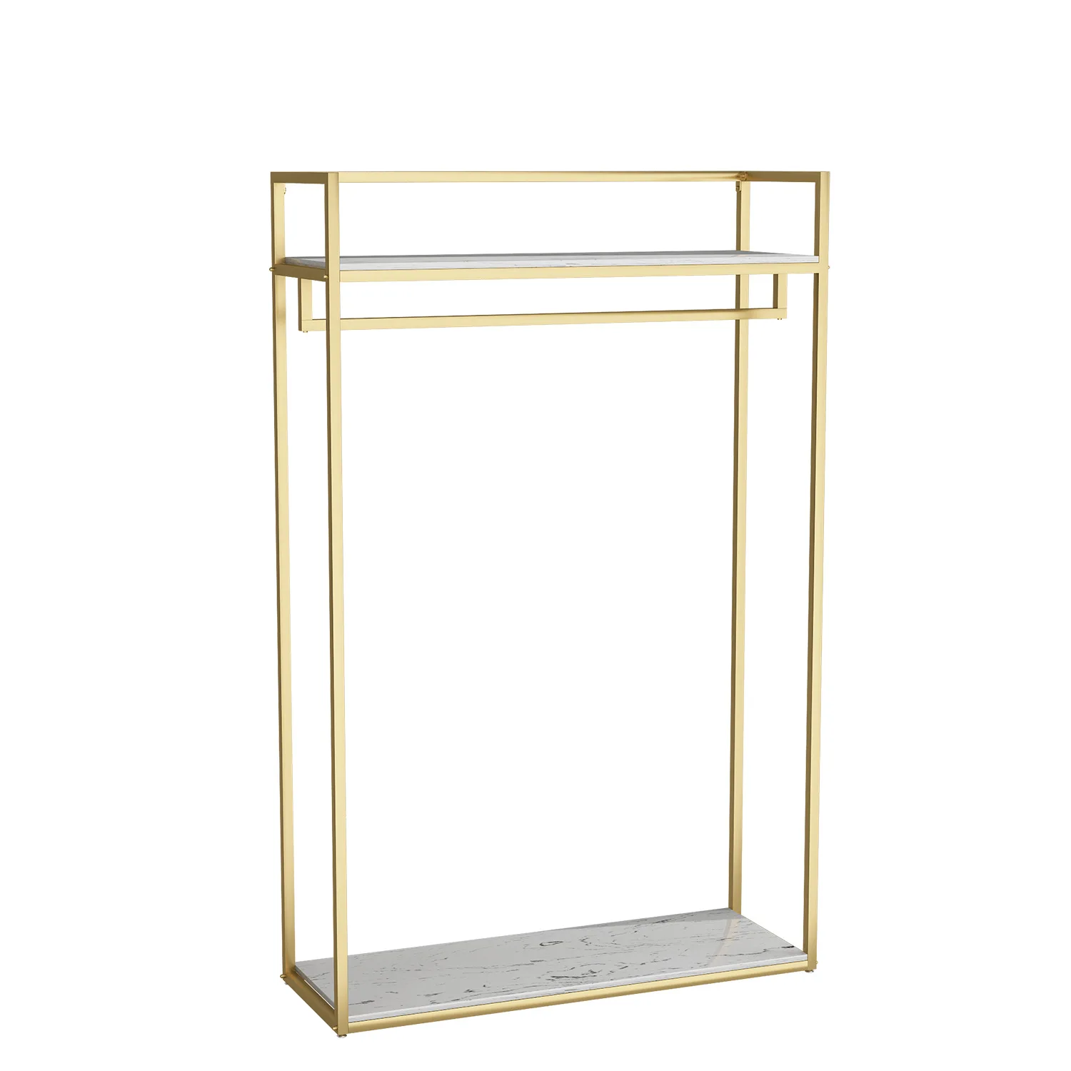 

Golden clothing store display rack Floor-to-ceiling double-layer clothes rack Men's and women's clothing store high