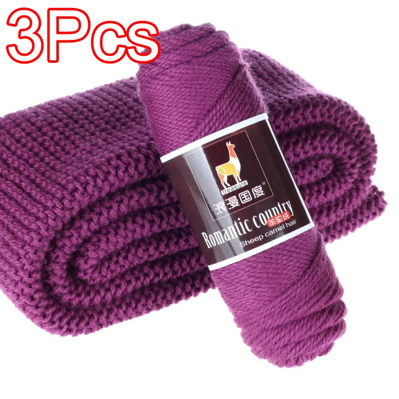 3 peças no total, 300g de fio de lã de alpaca para tricô à mão, fio de crochê, fio para suéter, gorro, lenços, luvas, linha para crochê.