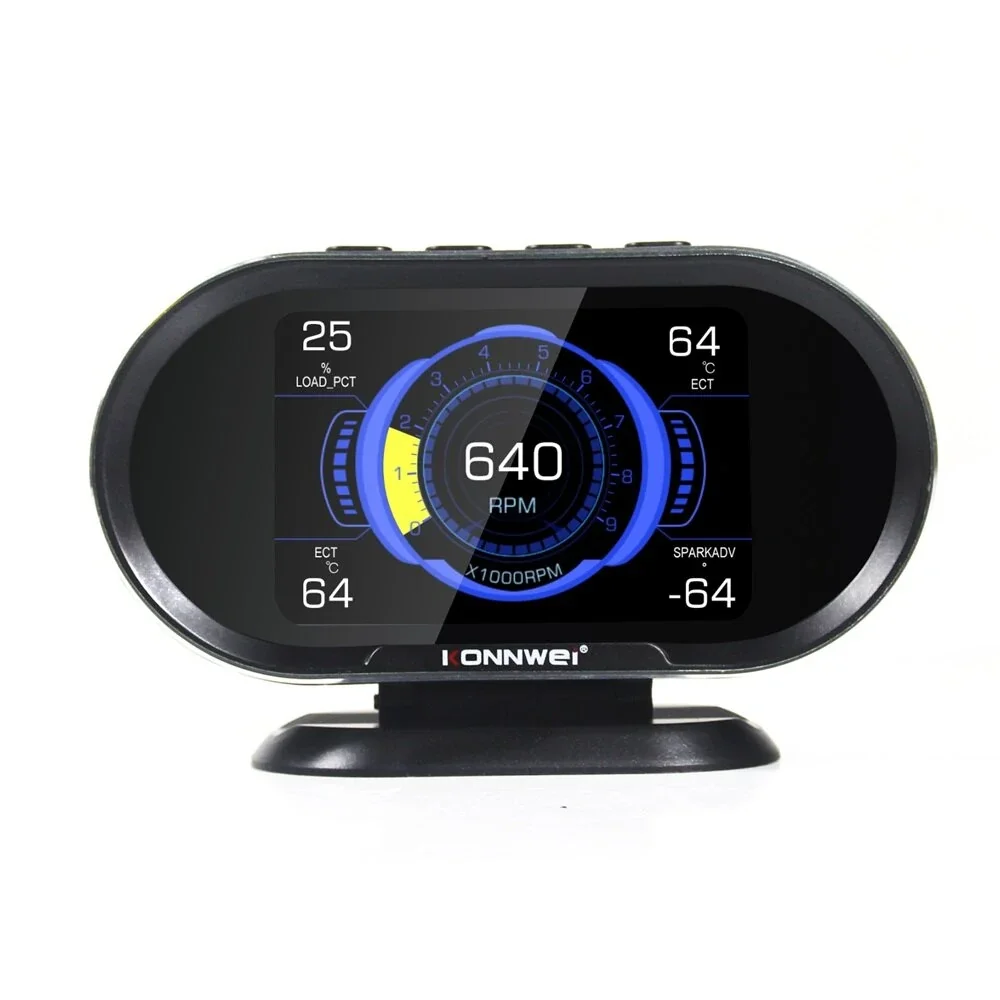 KONNWEI KW206 HUD OBD2 Car Diagnostic Scanner On-Board Computer Gauge DTC Engine Code Reader Voltage Test LCD Built-in Speaker