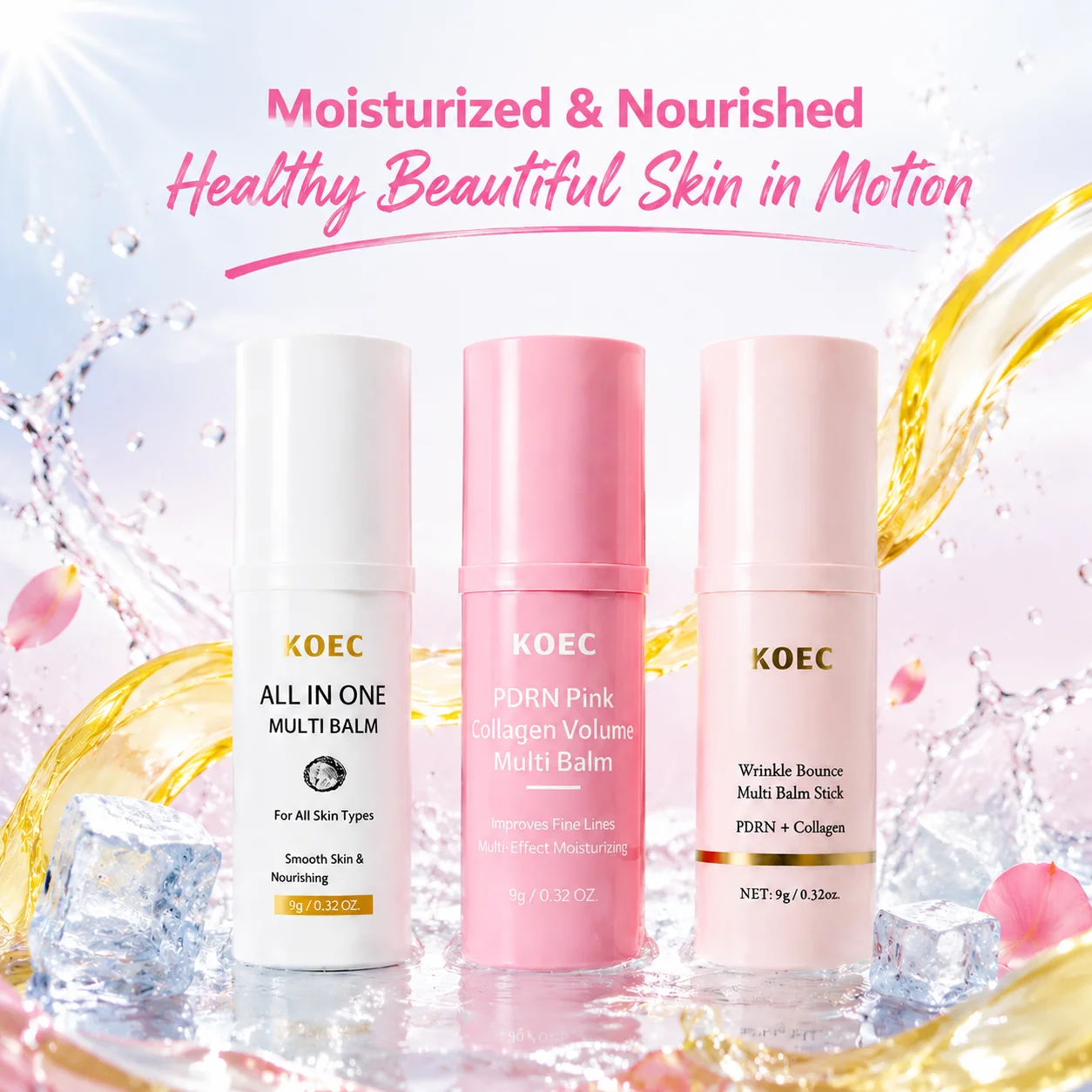 KOEC All-in-One Multi Purpose Skin Balm Stick 9g Hydrating Nourish Rough Skin Portable Targeted Treatment Solid Beauty Stick
