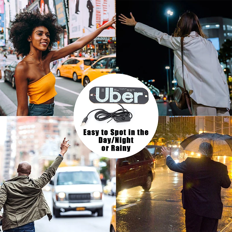 Light Sign For Car, Light Decal For Car Windshield With Suction Cups, Taxi Sign Light, Cab Indicator Lamp, Cigarette Lighter/USB