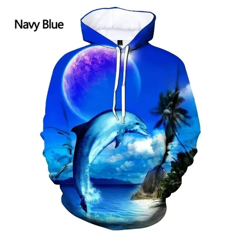 

New Fashion 3d Dolphin Printed Hoodies for Men Ocean Animal Graphic Sweatshirt Kids Hipster Streetwear Pullover Women Hoodie