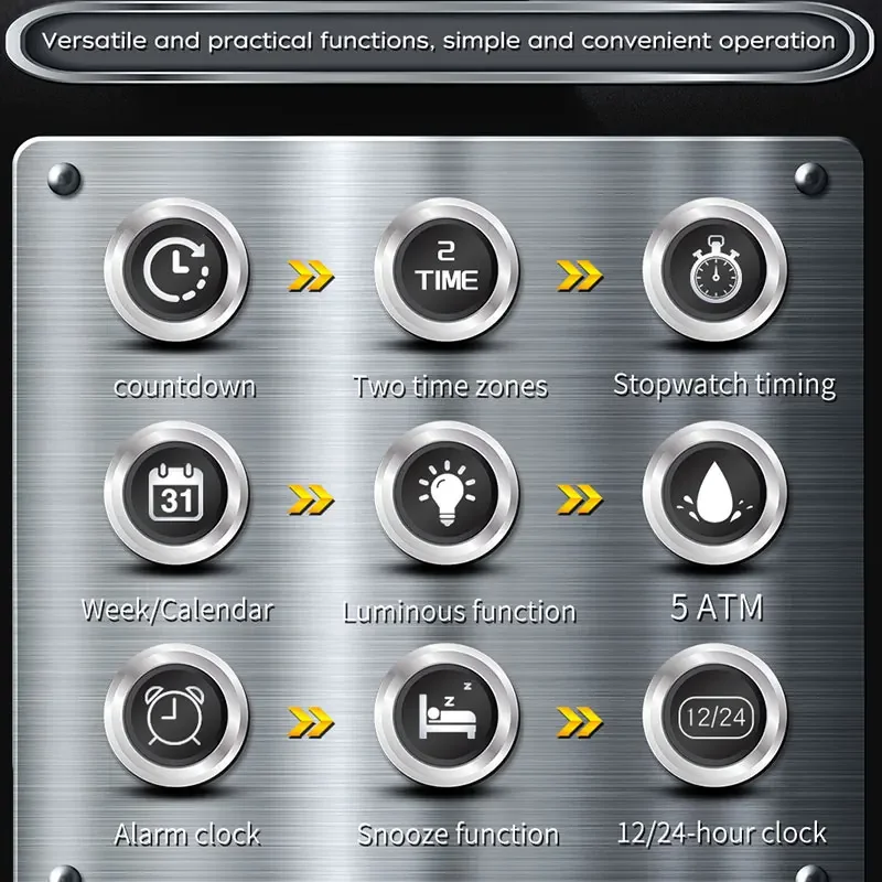 SANDA Nuovo orologio da uomo di lusso di fascia alta Movimento elettronico Conto alla rovescia Impermeabile Luce notturna Orologio multifunzionale per giovani studenti