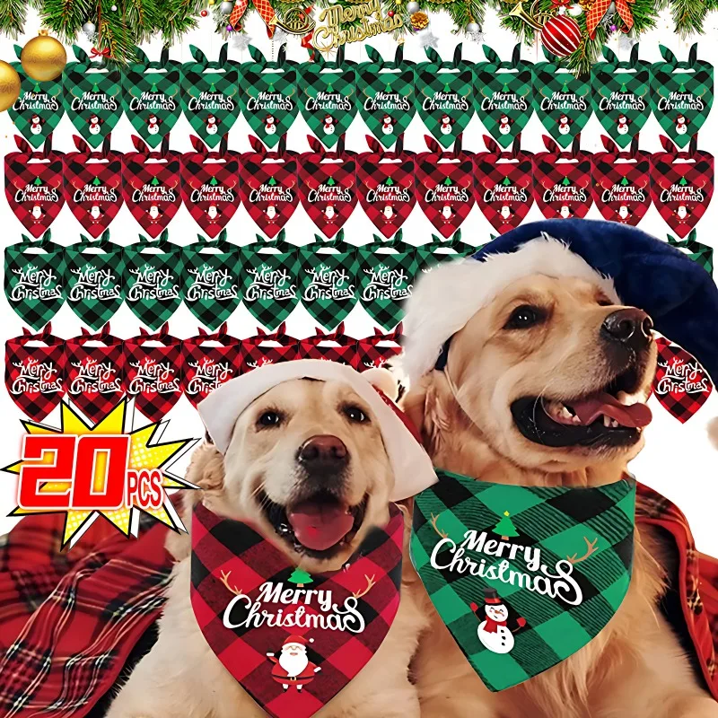 Wholesale Christmas Dog Cat Triangle Scarf Cartoon Santa Claus Snowman Triangle Scarf Pet Saliva Towel Christmas Pet Supplies