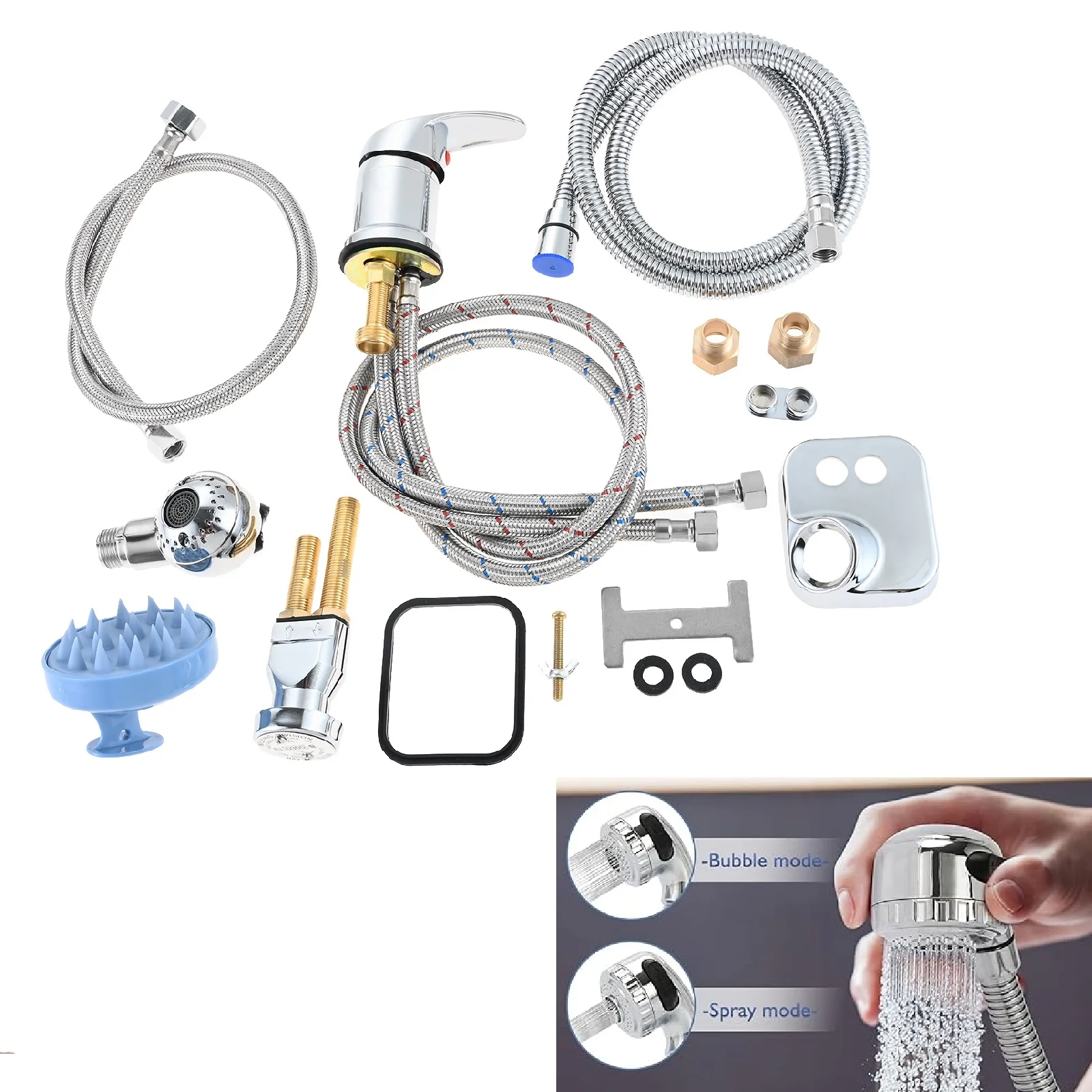 Kit disjuntor a vácuo para salão de beleza, tigela de shampoo, com escova de cabelo, pulverizador, porca de 1/4 ", substituição profissional de pia de salão, fácil instalação