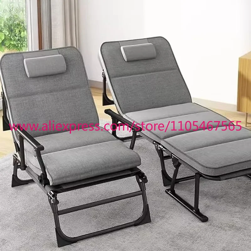 1PCS outdoor folding bed adjustable metal recliner folding with mattress portable steel aluminum frame park hospital