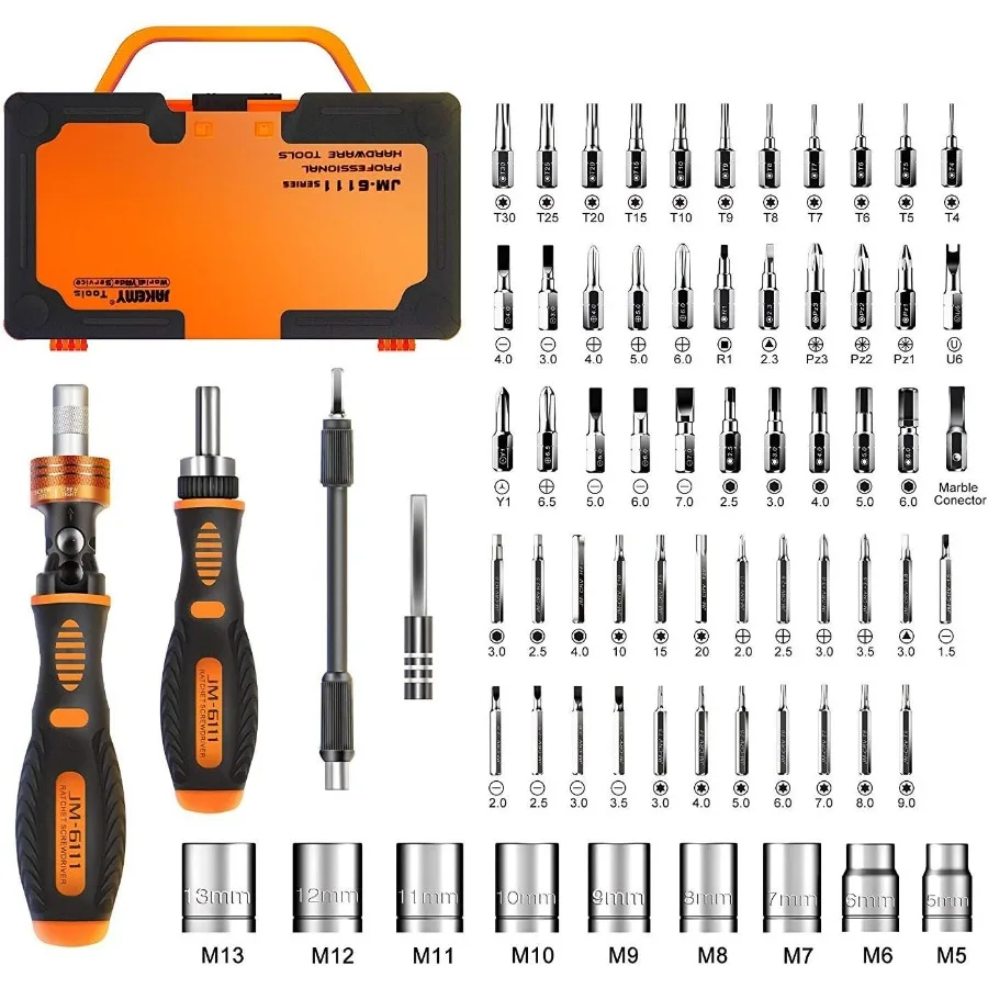

69in1 Precision Ratchet Screwdriver Set for Household Use Magnetic Rotating Ratchet Tool Kit Ideal for Furniture Assembly and D