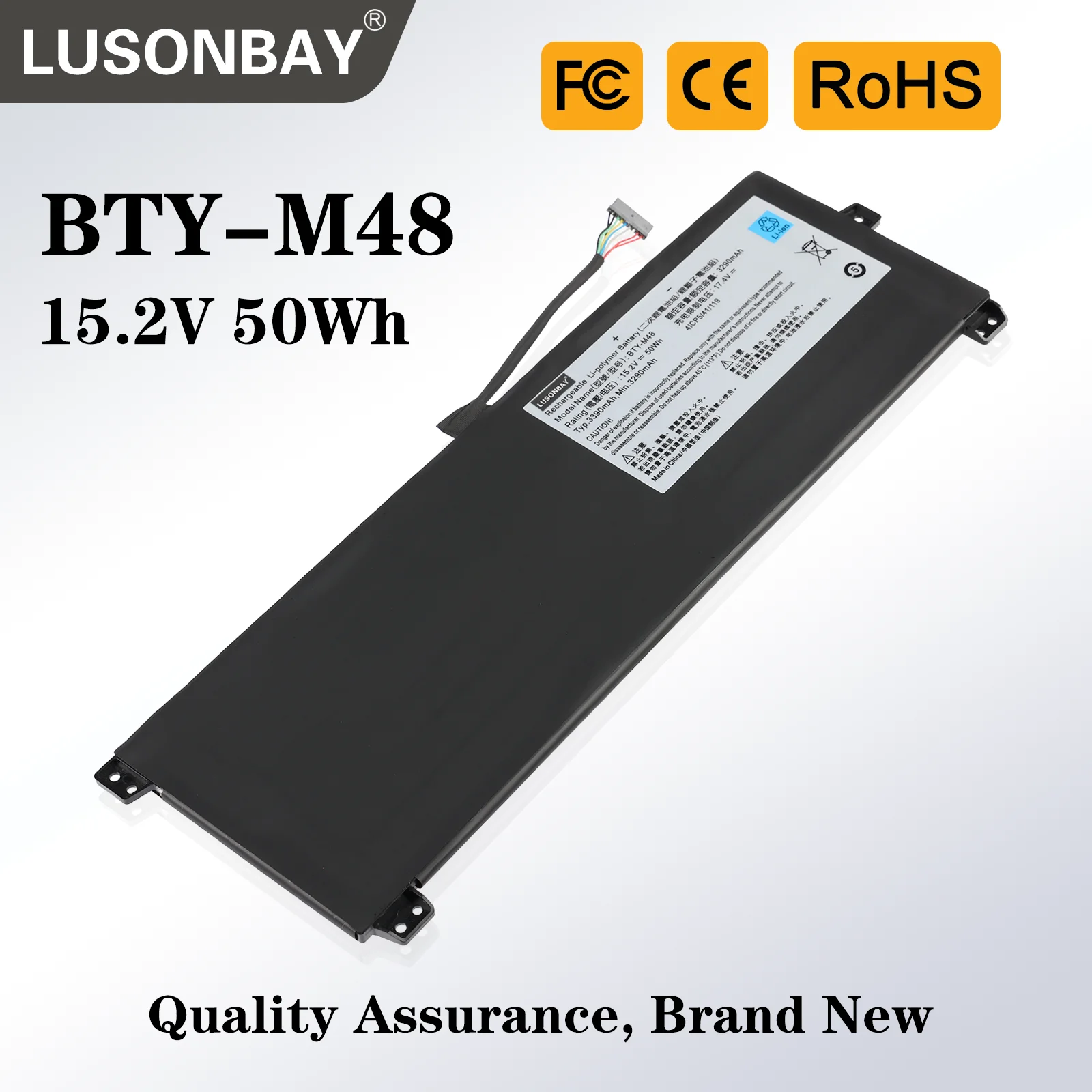 

LUSONBAY BTY-M48 Laptop Battery For MECHREVO S1-C1 For MSI PS42 8RB 8RA 8RC 4ICP5/41/119 15.2V 50W 3290mAh