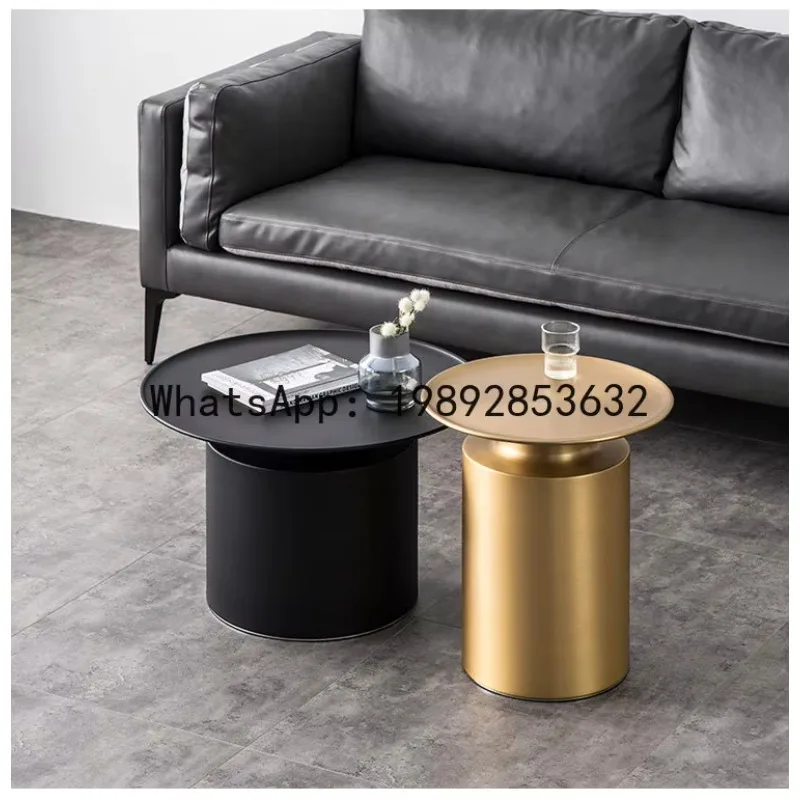 

YFY Modern Light Luxury Round Metal Coffee Table Set Small Apartment Living Room Side Table Movable Designer Corner Table