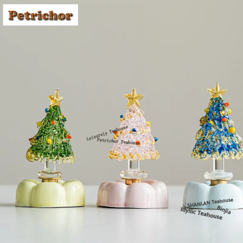 

Handmade Glaze Rotating Christmas Tree Tea Pet Japanese Lucky Model Tea Figurine Play Toys Tea Statue Ornaments Decoration Gift