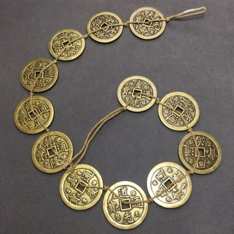 Collection Antique Qing Dynasty Twelve Emperors Copper Coins Set Price