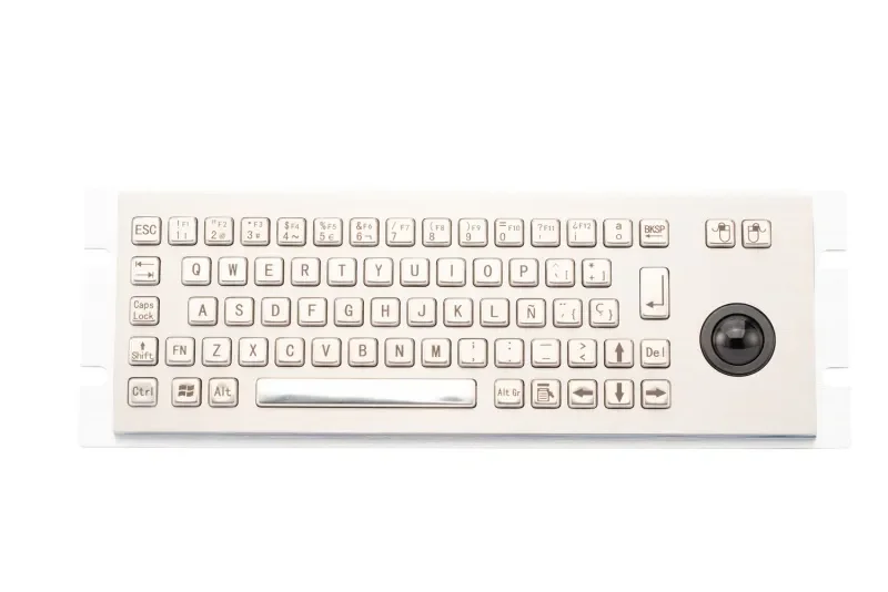 Rugged Waterproof Stainless Steel Industrial Metal Keyboard With 25mm Diameter Integrated Trackball For UAV Ground Console