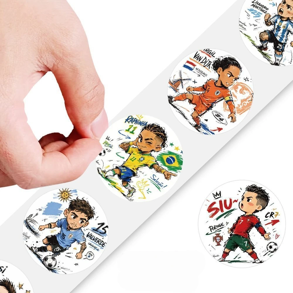 500Pcs/Roll Cartoon Football Star Stickers Soccer Decals For School Reward Stickers  Decoration Encouragement Sticker For Gift image 6