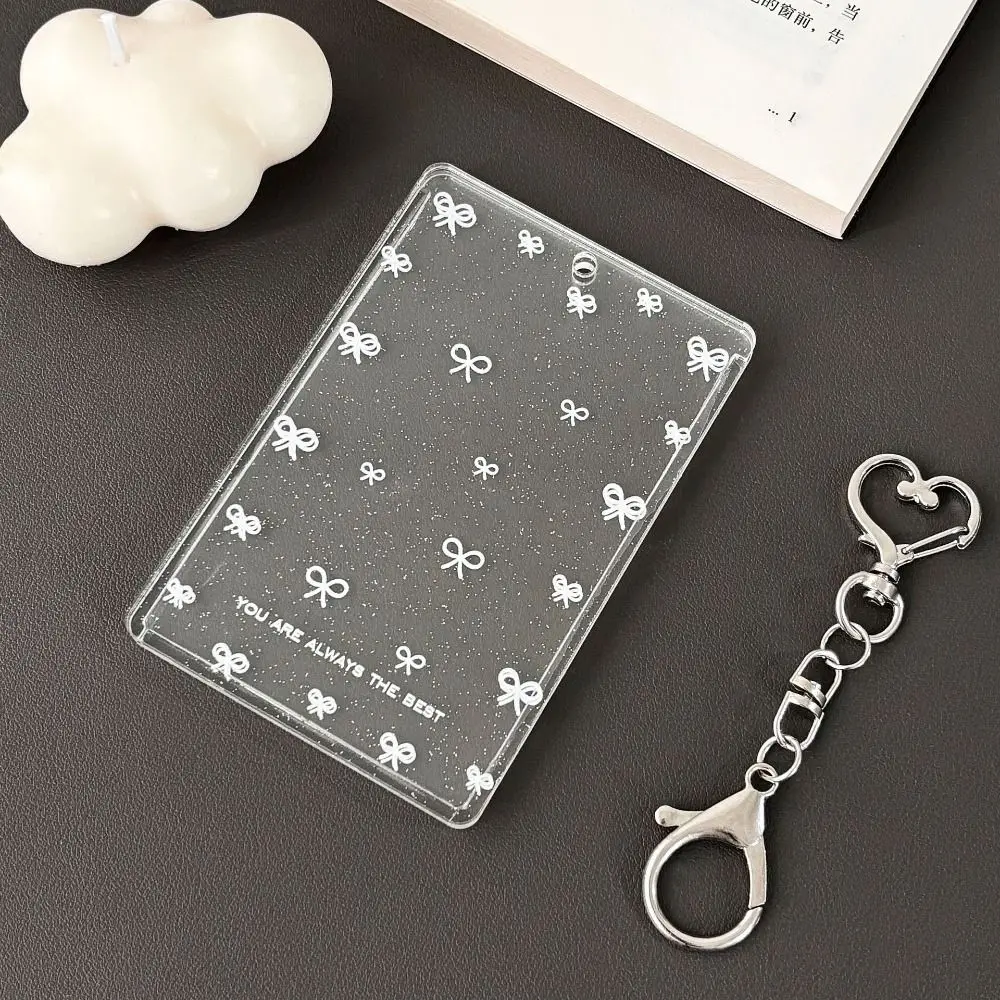 Soporte para sesión fotográfica de acrílico transparente, funda protectora, bonita funda para tarjetas fotográficas con estampado de patrón de llavero