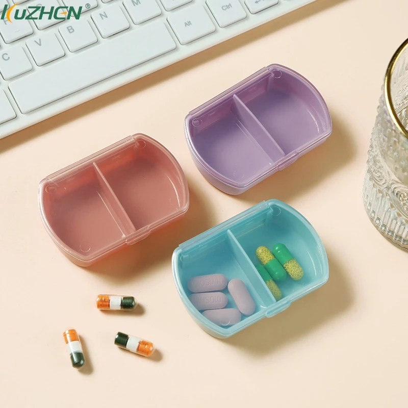 1Pcs Travel Portable Pill Medicine Drugs Case 2 Grids Mini Pill Cases Pill Box Daily Case Vitamin Holder Organizer Container