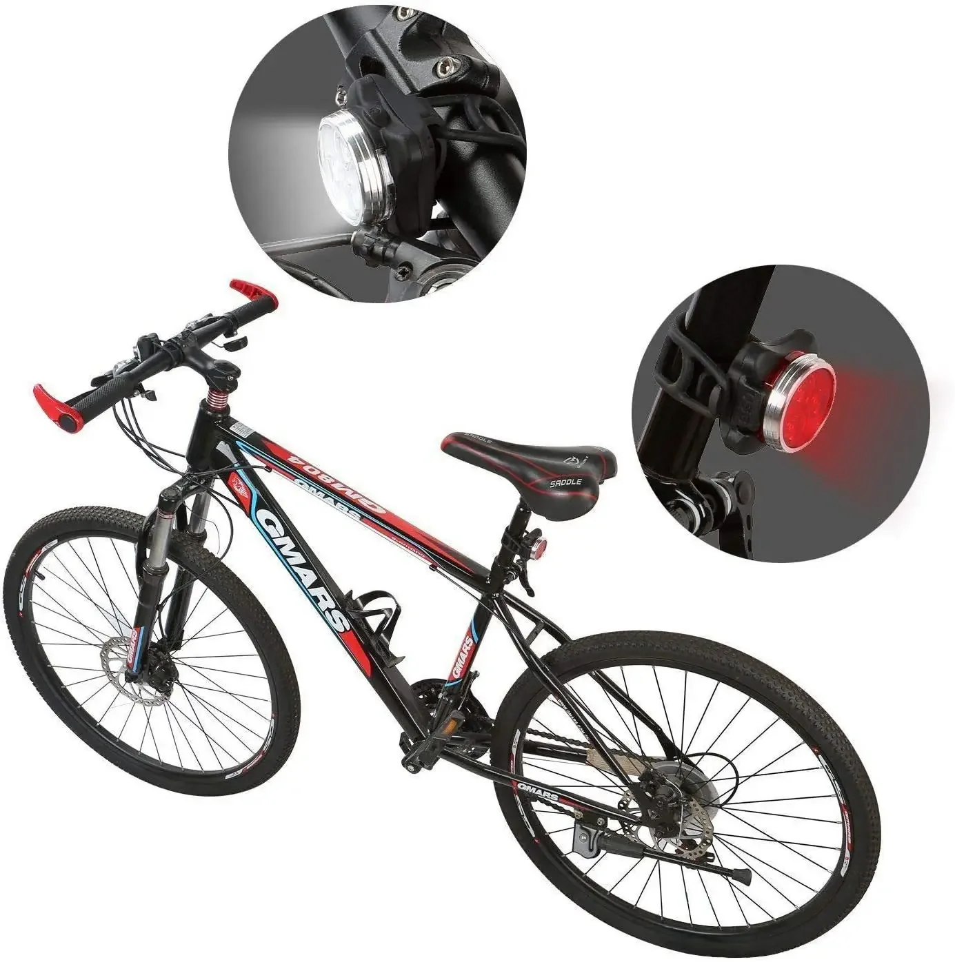 مجموعة مصابيح الدراجة القابلة لإعادة الشحن عبر USB، المصباح الأمامي السوبر السطوع والخلفي LED للدراجة، 650 مللي أمبير في الساعة، 4 خيارات وضع الضوء للدراجة