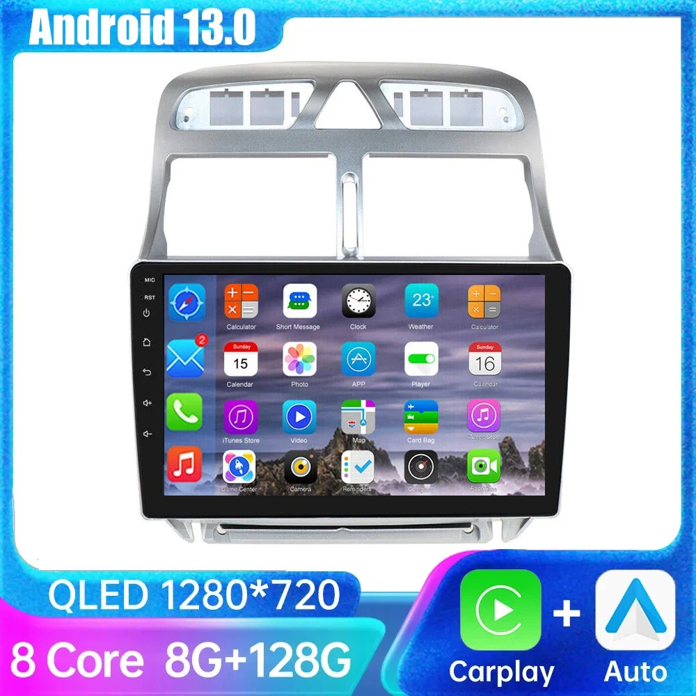 

2DIN Android 13.0 Car Radio for Peugeot 307 307CC 307SW 2002 - 2013 2Din RDS Stereo Multimedia Video Player Carplay Auto GPS DVD