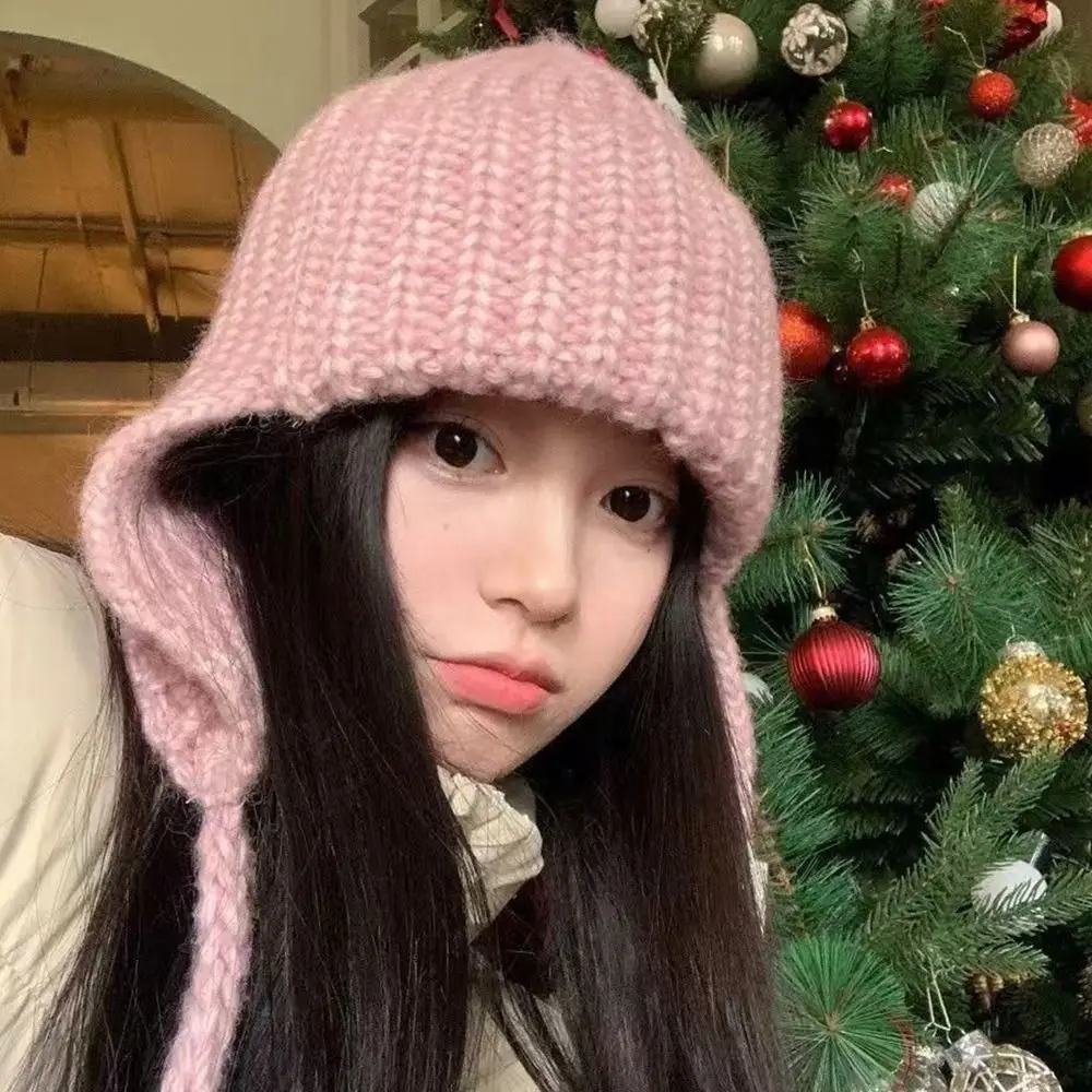 

Fashion Thickened Winter Knitted Hat Warm Windproof Bonnet Caps Ear Protection Casual Beanies Cap Women