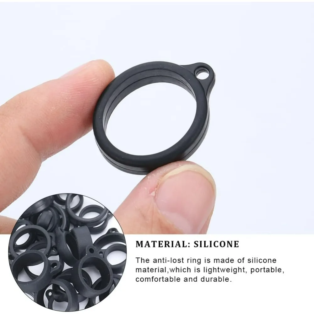 60 uds 5 tamaños anillos de goma antipérdida negros 20,5/18/ 16/13/ 8mm diámetro interior soporte ajustable cordón de collar