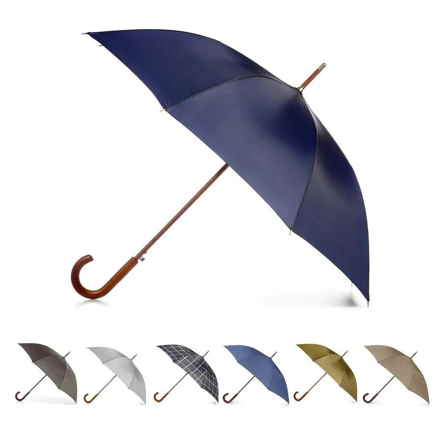 

Auto Open Umbrella Classic Wooden J Stick Handle with Easy Grip Windproof, Rainproof and Durable Canopy Design Versatile Travel,