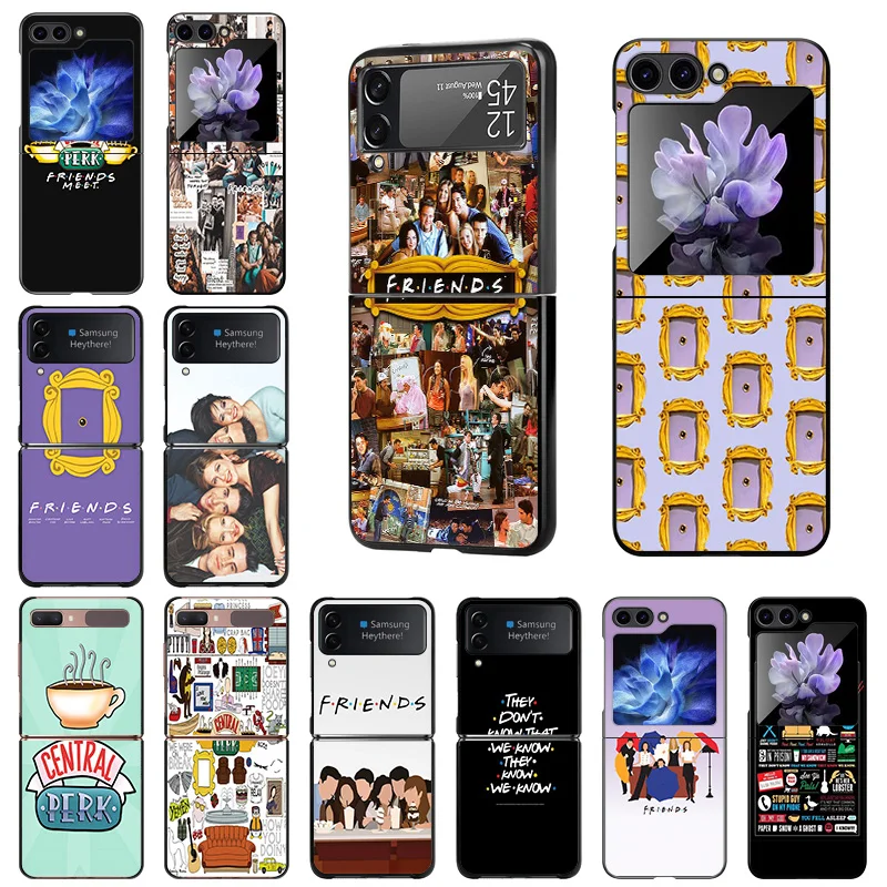 Luxury Friends Central Perk Mobile Phone Cases For Samsung ZFlip6 Z Flip3 Flip4 Flip5 5G Flip 6 5 4 3 Black Hard Anti-Drop Cover