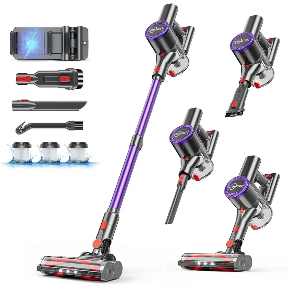 

25kPA Vacuum Cleaners or Home, Stick Vac with Anti-Brush, 40 Mins Runtime, Lightweight, Suitable for Tile, Carpet, Hard Floor, P
