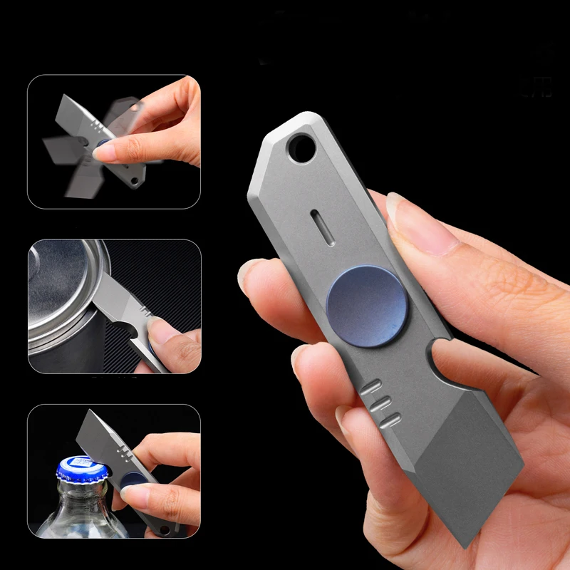 Titanium Alloy Pry Bar Multifunctional Screwdriver Finger Gyro Bottle Opener Car Window Breaking Keychain Tool