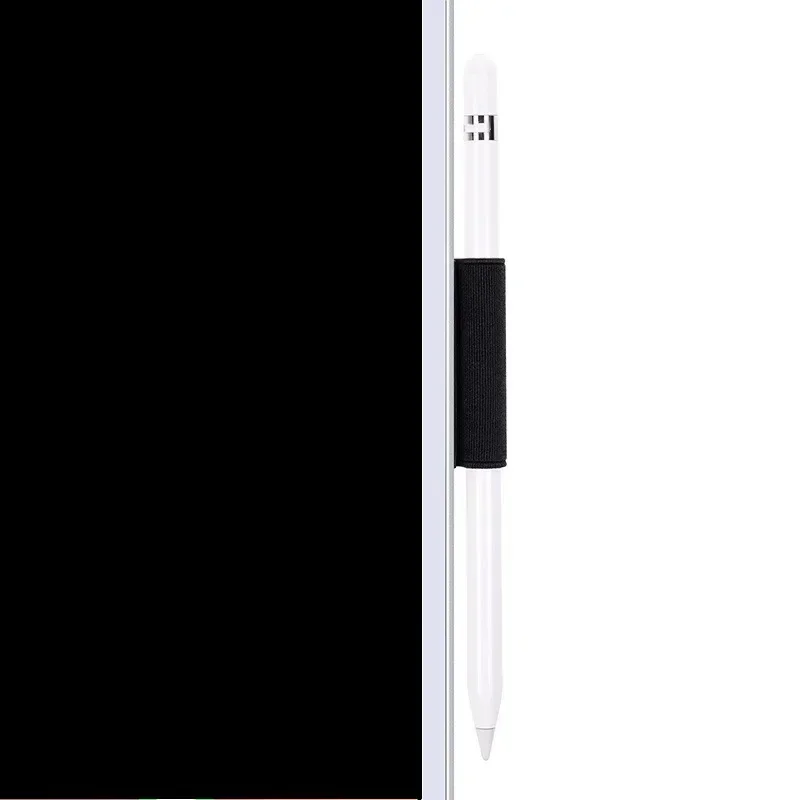 Universal Tablet Stylus Pen Holder Sticker - Black PU Sleeve, 15mm Strong Adhesive Anti-Lost Pen Organizer Belt for Touchscreen