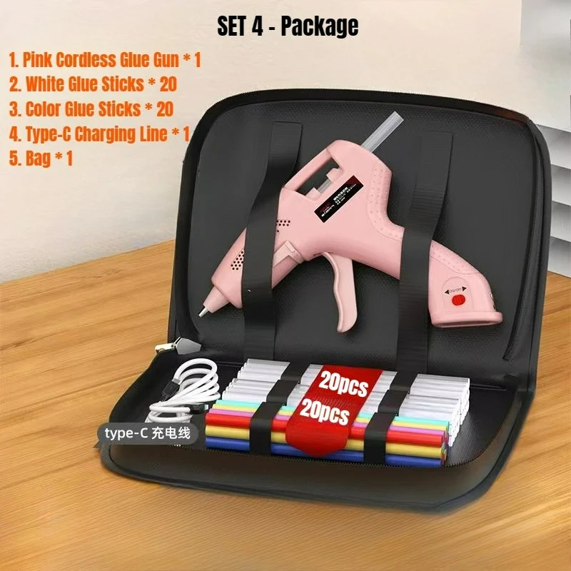 

Rechargeable Glue Guns ,7mm Portable Cordless Hot Silicone Gun 3.7V,60 Min Use,Type-C Charging, 2600mAh,Kids DIY Crafts Tools