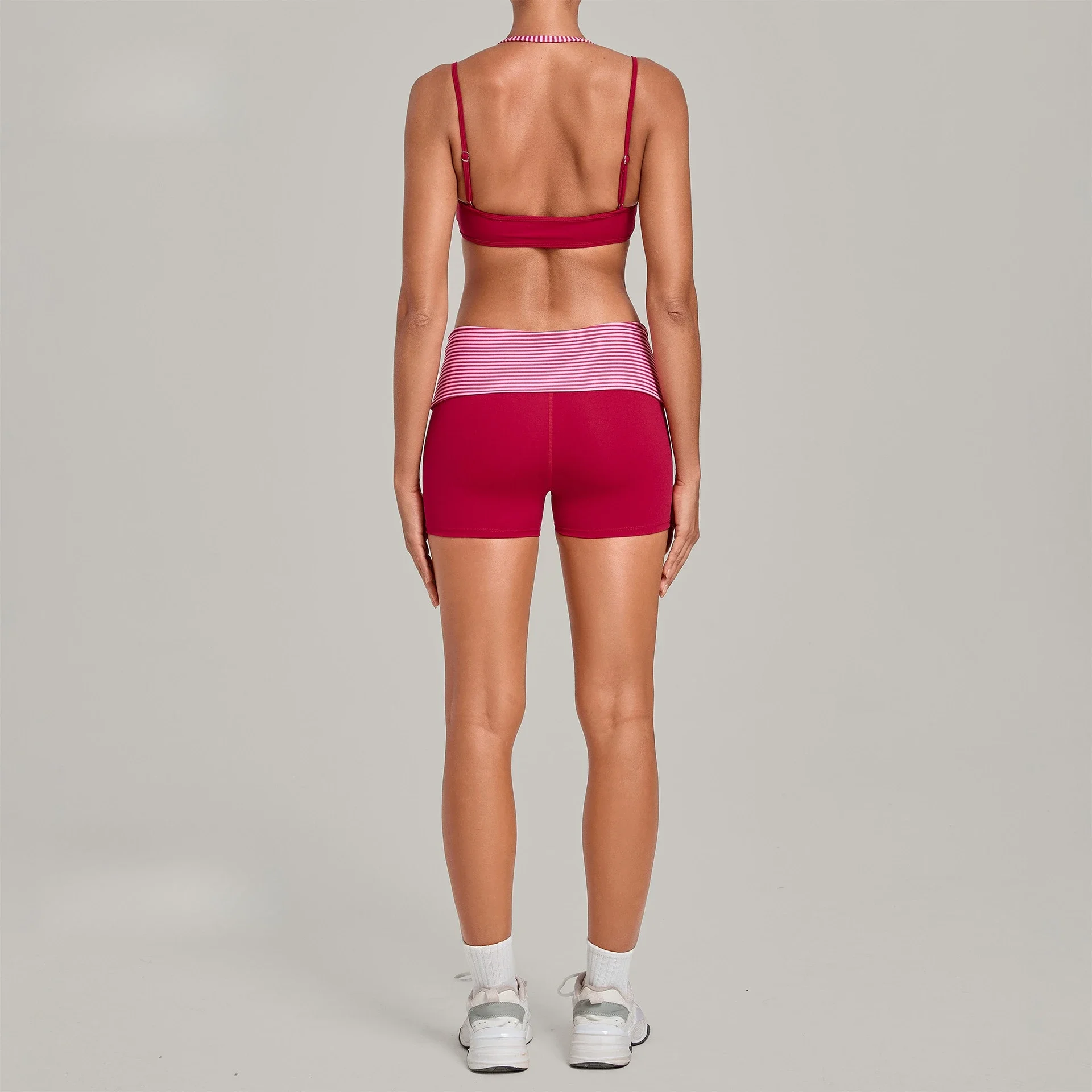 Vintage Print Yoga Shorts Workout Sets Foldable Waist Butt-lifting High-stretch Breathable Pilates Activewear Women Plus Size