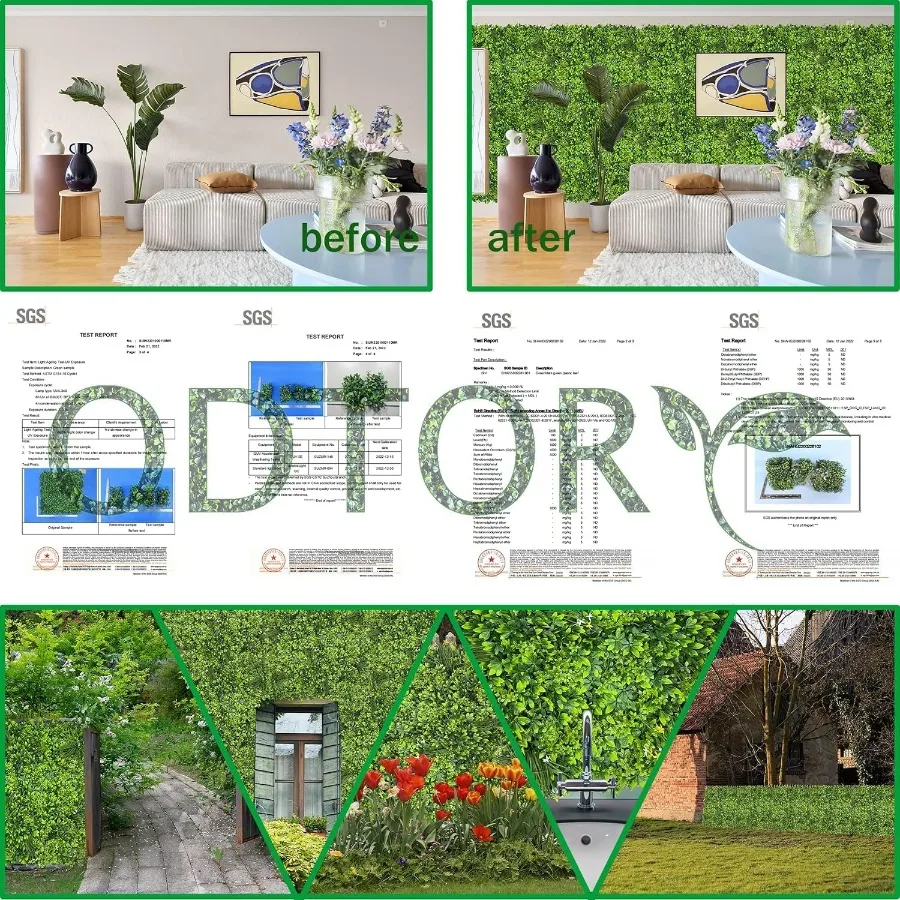 لفة حائط للنباتات الاصطناعية: 4FT X10FT 40 قدم مربع UVAnti Ivy Privacy Fence شاشة لوحات خضراء صناعية خلفية خشب البقس اللبلاب الكرمة Le