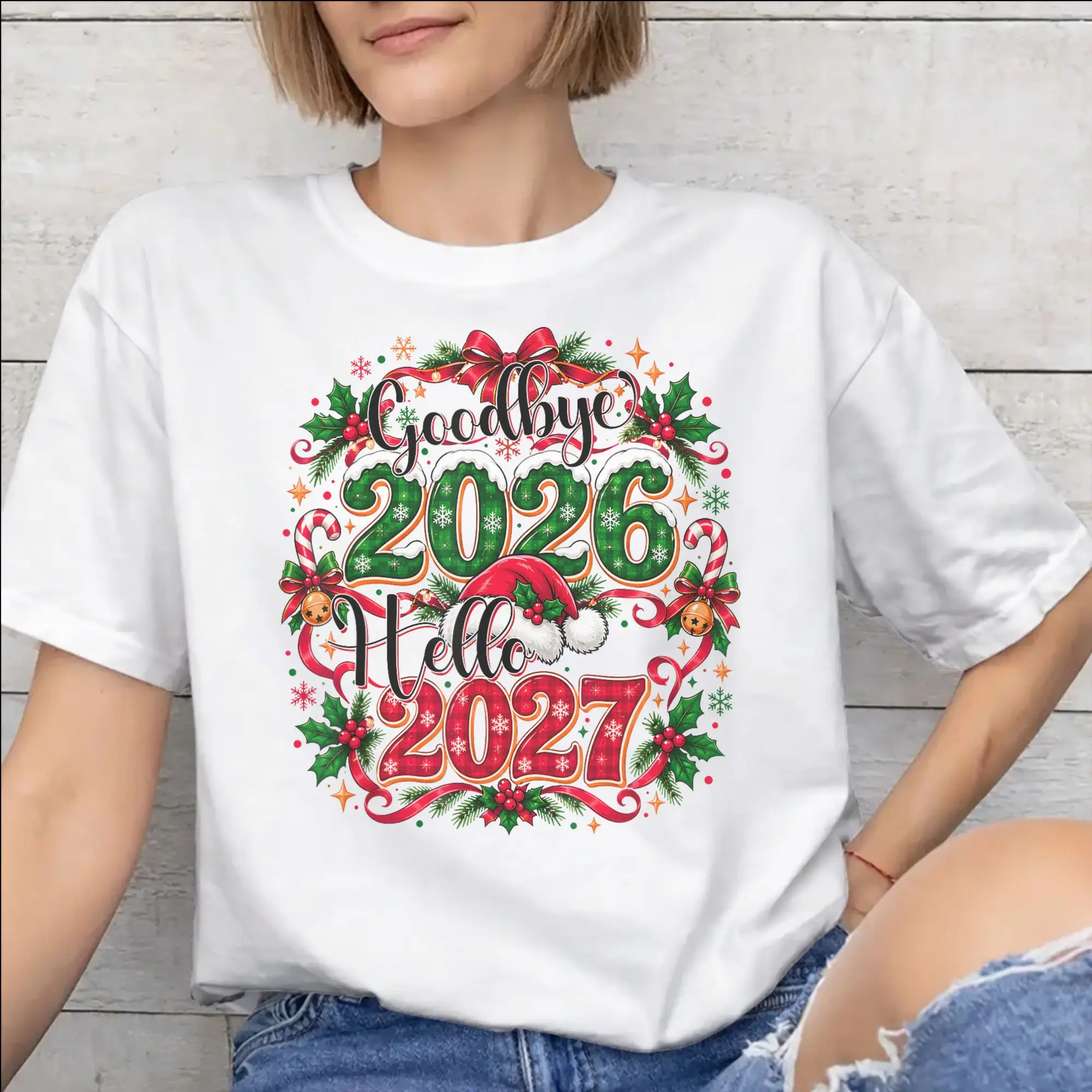Good Bye 2026 Hello 2027 Graphic Printing T Shirts Men Women  100% Cotton  Tee Shirt Clothing