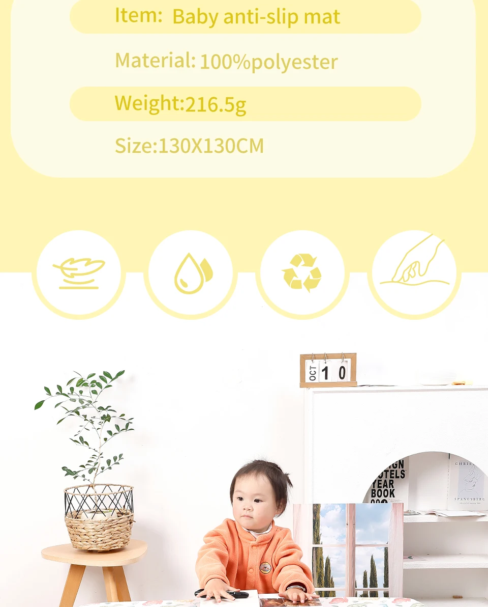 Elinfant 1 Stück Baby-Hochstuhl-Spritzer-Matte, tragbare Baby-Esszimmerstuhl-Matte, wasserdichte Spill-Matte, rutschfester Bodenschutz, Spritzmatte – Detail 3