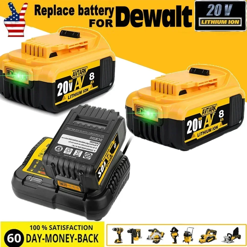 最大バッテリー電動工具交換、20v、6.0ah、20v、dewalt dcb205、dcb 206、dcb181、dcb182、dcb200、3a、5a、18ボルト、20vに適合