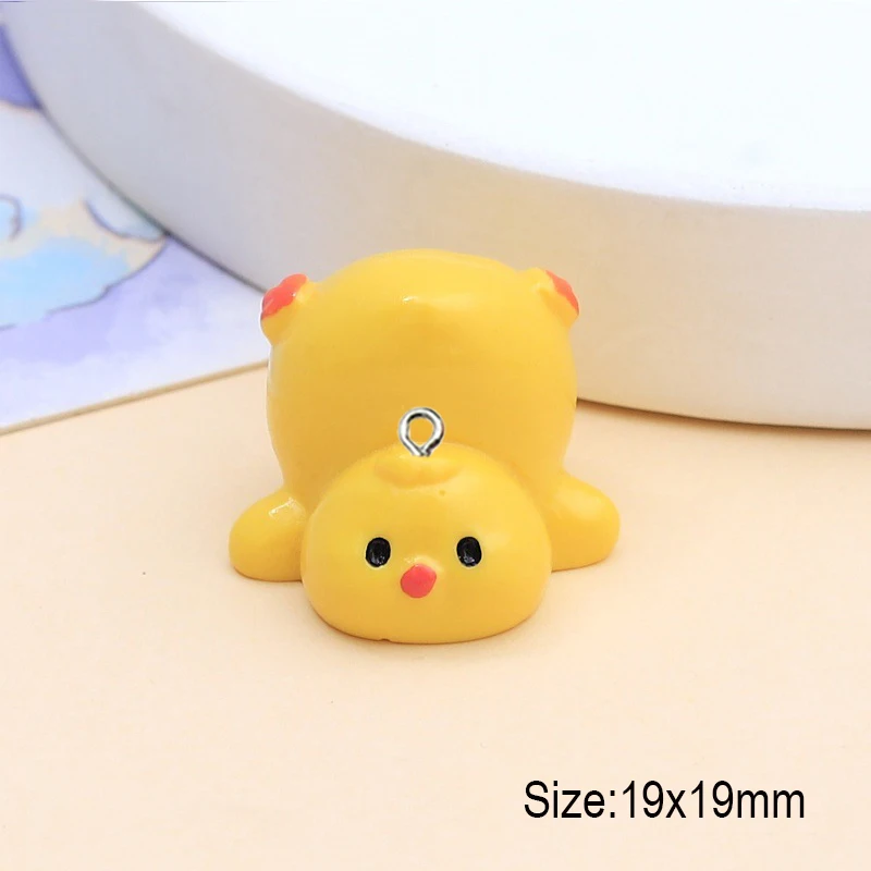 10Pcs 3D Cartoon Yellow Chick Resin Charms Kawaii  Animals Pendants for Earrings Necklace Keychains DIY Jewelry Make Accessories