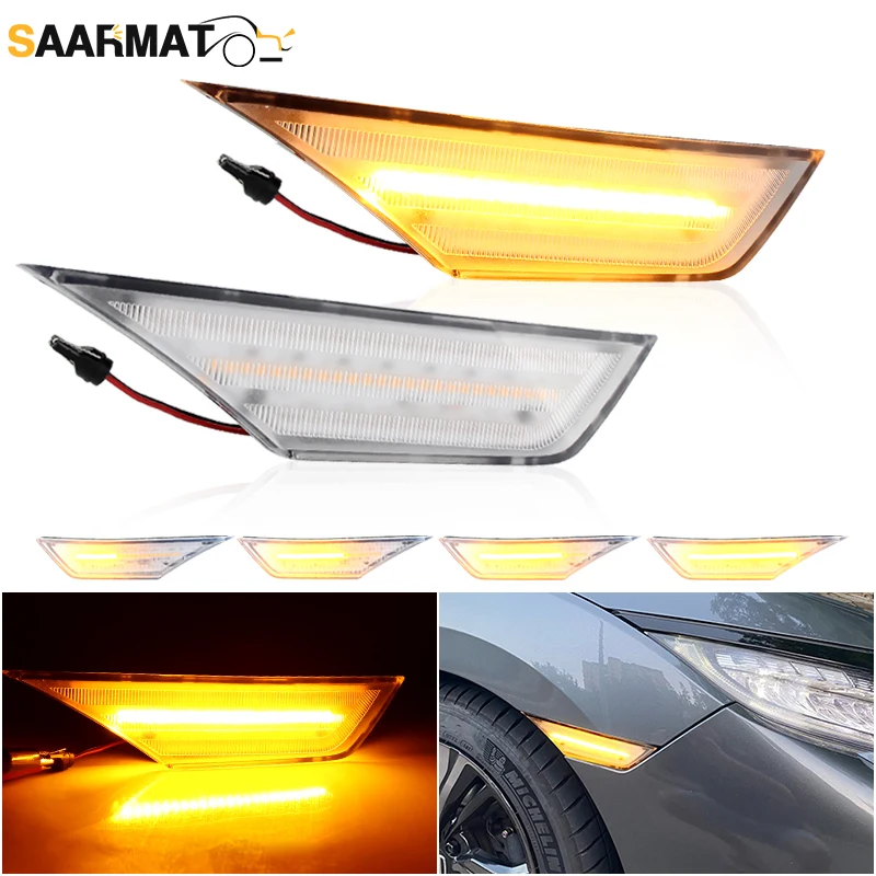 

2шт OEM # HO2551127 Габаритный указатель поворота, боковая листовая лампа на крыло, дымчатая/прозрачная линза для Honda Civic 2016-2020, автомобильные аксессуары